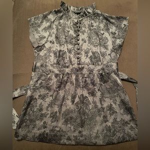 Silver tie back blouse